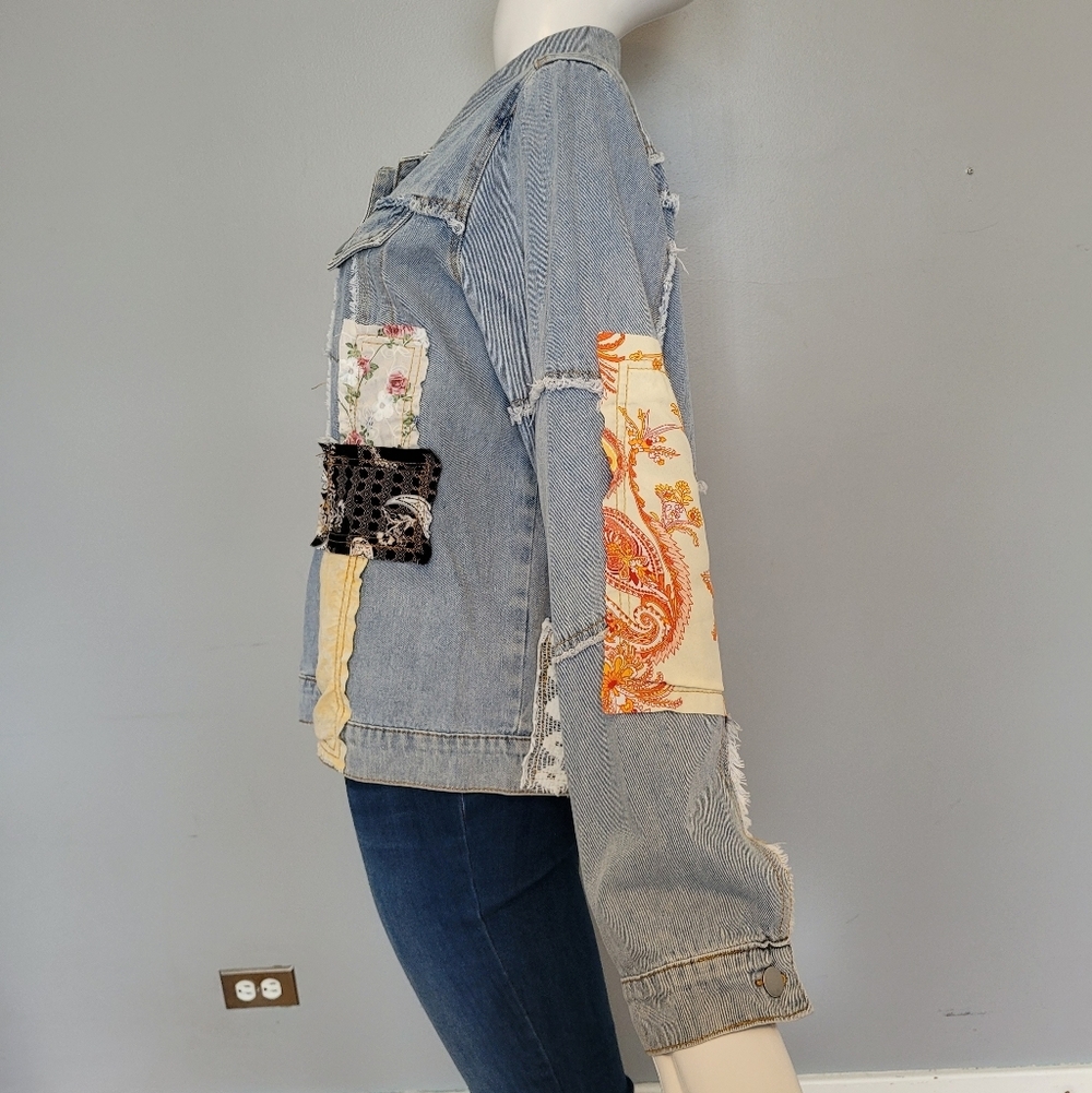 POL Patchwork Denim Jacket, VGUC, Size M - Picture 5 of 7
